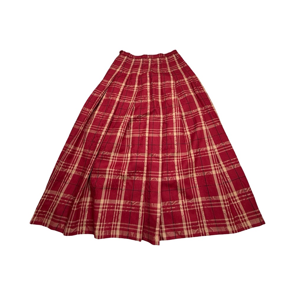 Pendleton Skirt Womens 8 Red Plaid Pleated 28x33 Virgin Wool Vintage Modest